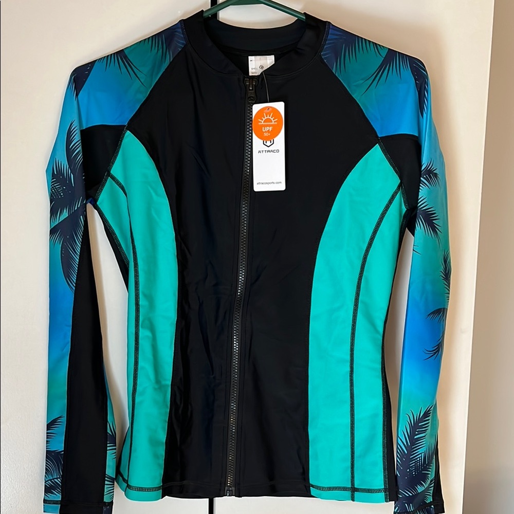 Women's Black and Blue Rash Guard